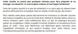Glace aux fraises sans sorbetière