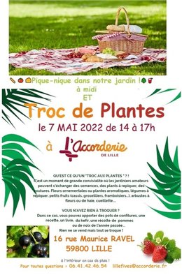 TROC DE PLANTES à Lille Fives le 7 MAI de 14 à 17 h