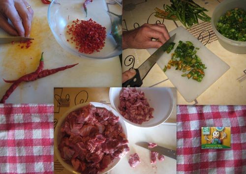 Etape 2 : piments et viande de veau